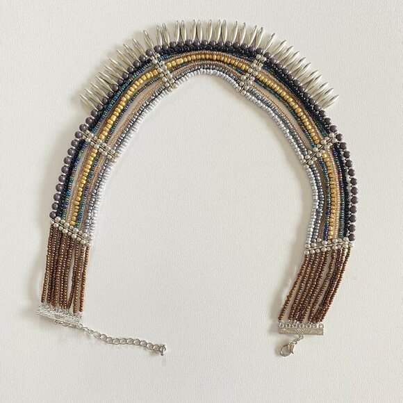 Swazi Style Vintage Handmade Beaded Choker Necklace​​ - Picture 5 of 8
